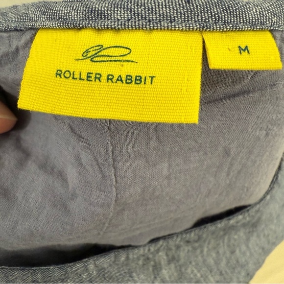 Roberta Roller Rabbit Hinata Dress Blue Linen Size Medium - Picture 7 of 9